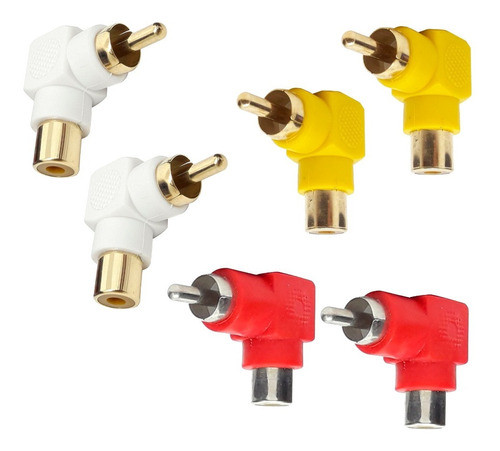 Kit 9 Adaptadores Rca 90 Graus Amarelo Branco E Vermelho 1