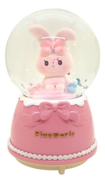 Pinkdoris Bola Esfera De Nieve Luz Musica Coneja Rosa Kawaii 0