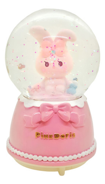 Pinkdoris Bola Esfera De Nieve Luz Musica Coneja Rosa Kawaii 1