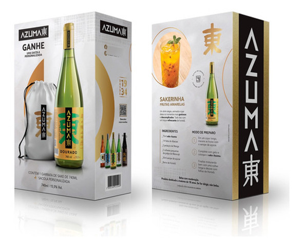 Saquê Azuma Dourado Sake Seco 740ml + Bolsa Personalizada 1