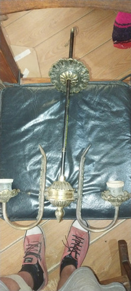 Antigua Araña De Bronce De 2 Luces 1