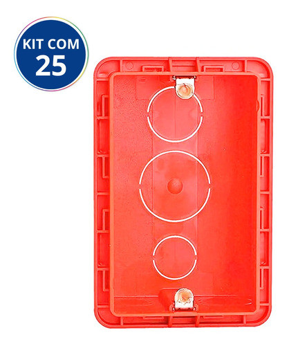 Kit 25 Caixa Passagem Embutir Pvc Vermelha 4x2 Alvenaria 1