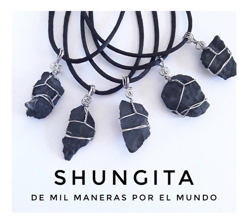 Collar Shungita. Dije Acero, Regulable. Protección. 1