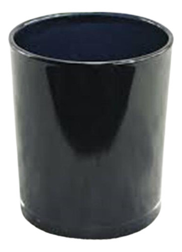 Castiçal Copo Para Vela  8cm Preto Brilhoso 0