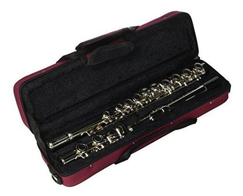 Flauta De C Chapado En Niquel Con Borgoña Caso 0
