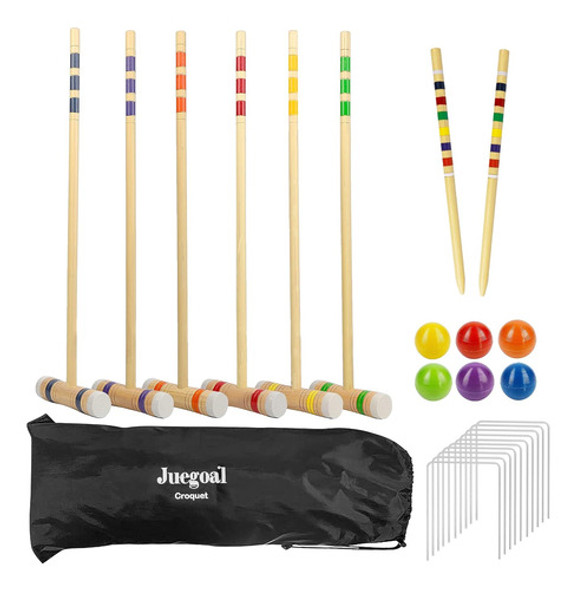 Juego De Croquet Deluxe Para 6 Jugadores, Mazo De Madera, 71 0 Juego De Croquet Deluxe Para 6 Jugadores, Mazo De Madera, 71 0