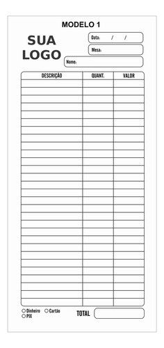 30 Blocos Comanda Controle De Bares 10x21cm Papel Comum 1