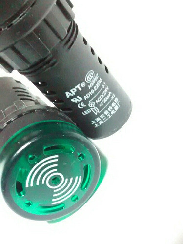 Sinalizador De Painel 24vdc Verde Com Som Pulsante 22mm 1