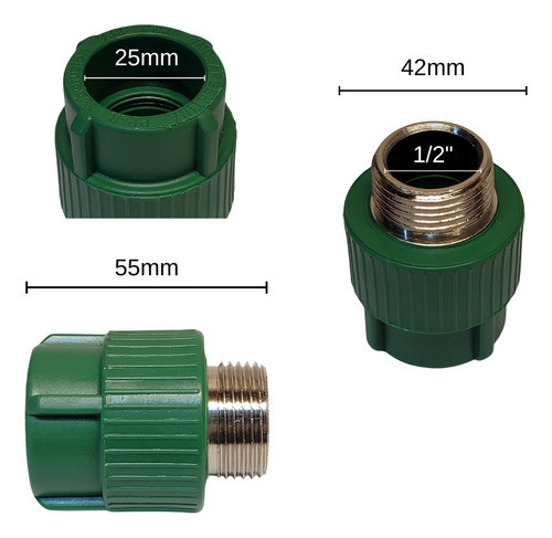 Cupla 25 X 1/2 Rosca Macho Fusion Verde Tubofusion Caja X40u 1