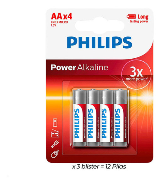 Pilas Aa Philips Alcalinas (12 Uni) X3 Blíster  Kubo 1
