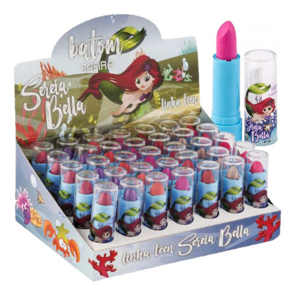 Box C/35 Batom Teen Stick Cremoso Linha Sereia - Safira S01 0 Box C/35 Batom Teen Stick Cremoso Linha Sereia - Safira S01 0