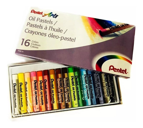 Giz De Cera Pentel Pastel Oleoso Com 16 Cores Phn-16 1