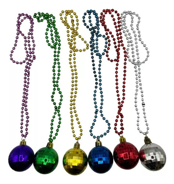 Set X 6 Collares Metalizados Con Bola De Espejo 0