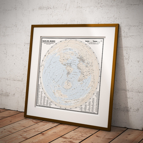 Mapamundi Centrado En Argentina Para Radioaficionado 61x61cm 1