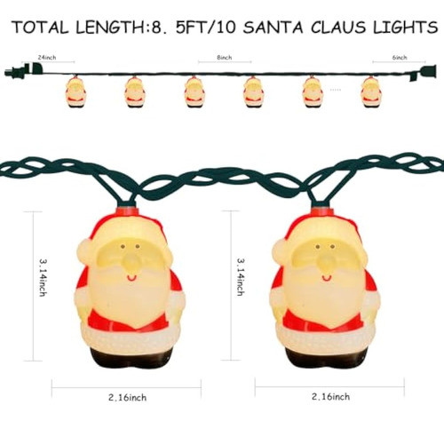Guirnalda De Luces De Navidad De Papá Noel, 8.5 1