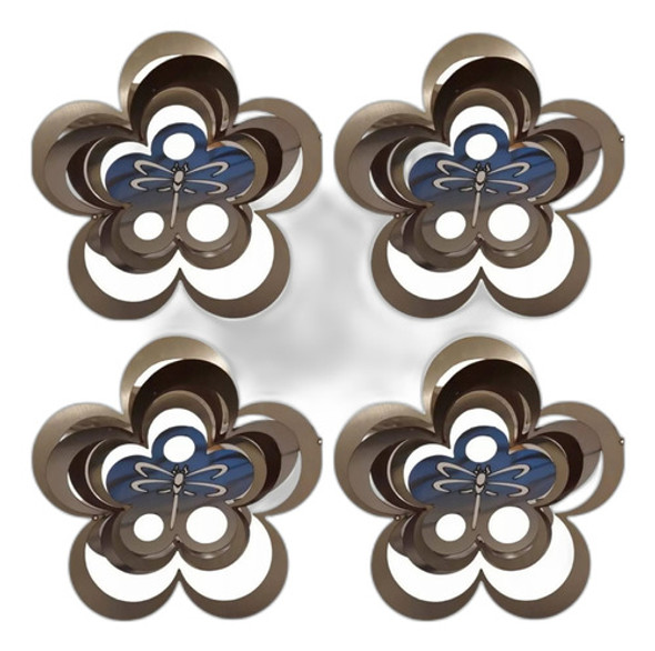 Wind Spinners / Móv. Viento Acero Inox Flor Libélula 20cm X4 0