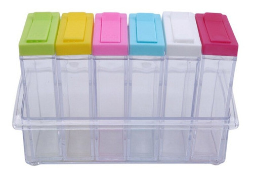 Especiero 6 Frascos Plástico Condimentos Varios Colores 1