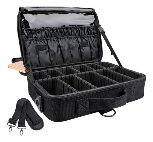 Maletín De Maquillaje 3 Capas Ajustable Porte Medio Negro 0