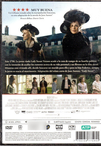 Lady Susan Amor Y Amistades - Dvd Nuevo Orig Cerrado - Mcbmi 1