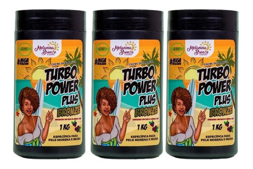 3 Turbo Power Bronze Plus Pele Negra Bronzeador Melanina 0