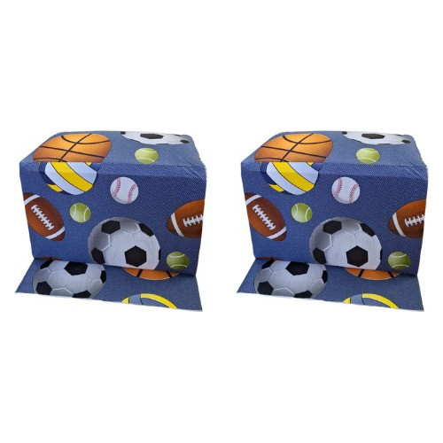 2 Puff Assento Corte Cabelo Infantil Personalizado Esportes 0