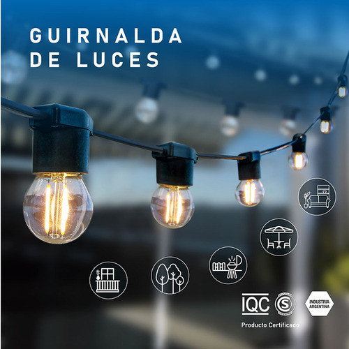 Guirnalda De Luces 5mts 7 Portalamparas E27 C 1
