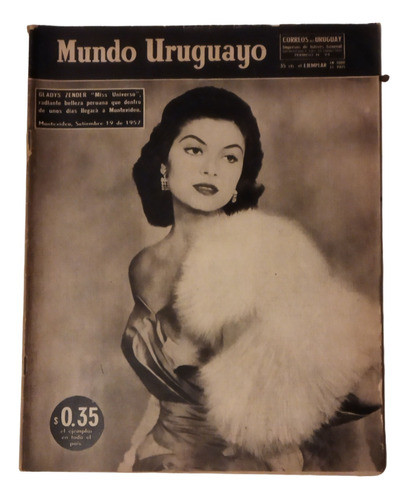1957 Miss Universo Gladys Zender Peru Tapa De Mundo Uruguayo 0