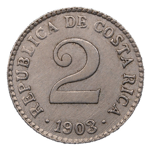 Costa Rica 2 Céntimos 1903 Mb Km 144 Escasa 0