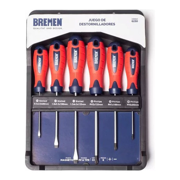 Juego De Destornilladores Bremen. Imantados Planos Phillips 0