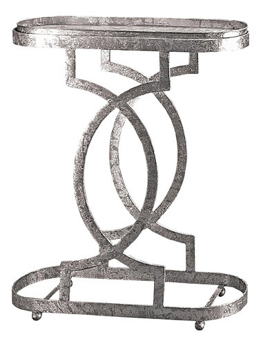 Diseño Toscano Art Deco Caddie Mesa Auxiliar, Petite, Silver 0