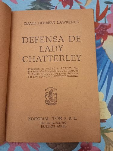 Defensa De Lady Chatterley David Herbert Lawrence Tor 1