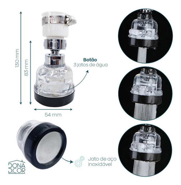 2 Bico Adaptador Torneira Chuveirinho Transparente Inox Kit2 1