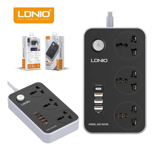 Zapatilla 3 Usb 3.0 1 Tipo C 20w 3 Tomas 2m 220v 1