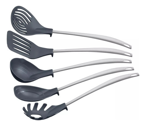 Juego Set De Utensillos Cocina 5 Pzs Gris Tramontina Movin 0