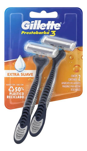 Aparelho Barbear Gillette Prestobarba3 Extra Suave C/2 0