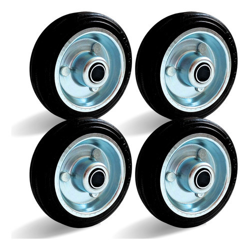 4 Roda Borracha Maciça 3 Polegada Rolamento Rolete Beltools 0