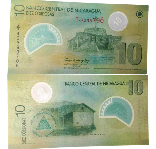 L-355 - Linda Cédula De 10 Cordobas Polímero Nicaragua 2007 0