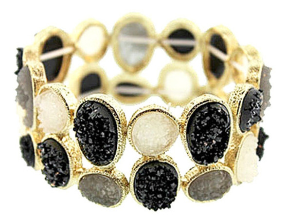 Hermosa Rhinestone Estiramiento Druzy Diamante Pulsera En Do 1