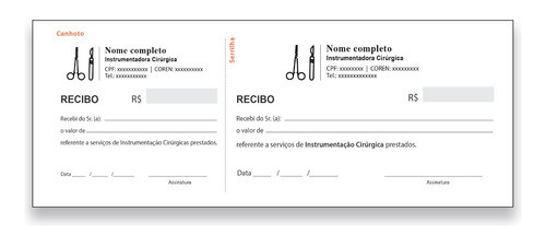 Talão Recibo Instrumentador Cirurgico, Médico Fisioterapeuta 0