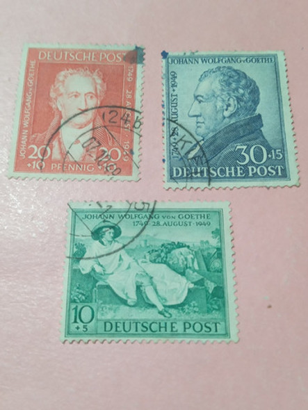 Alemania 3 Estampillas Ocupacion Anglo-americana 1949 Goethe 0