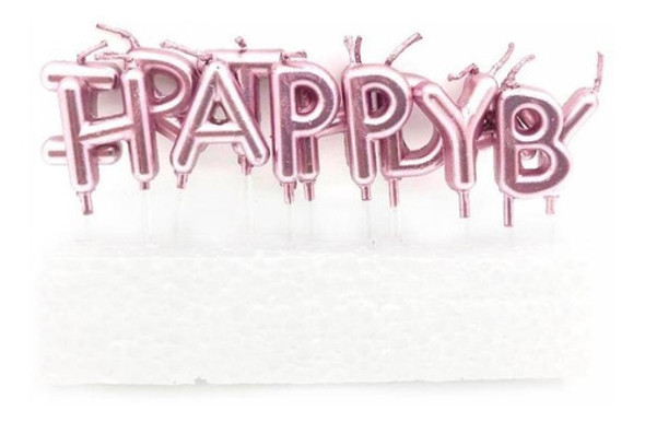 Vela Happy Birthday Rosa Oro - Plateado - Universo Mágico 0