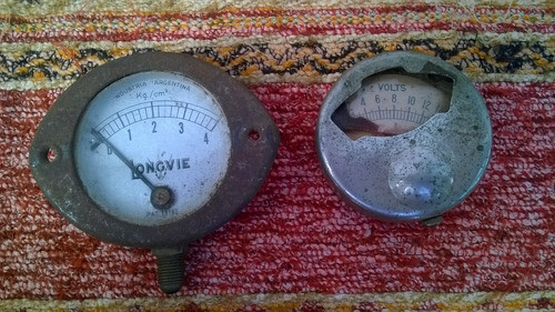 Par Antiguo Reloj Medidor Longvie Y Sterling Volts 0