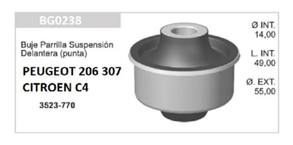 Buje Parrilla C/ Pestaña Peugeot 206 207 Citroen C4 1
