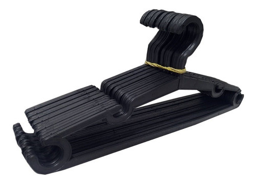 Kit 10 Unidades Cabide De Plástico Preto Tradicional 0