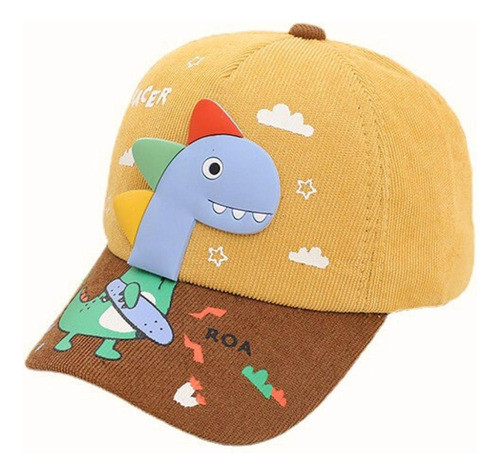 Boné Bebê Infantil Dinossauro Aveludado Amarelo 0