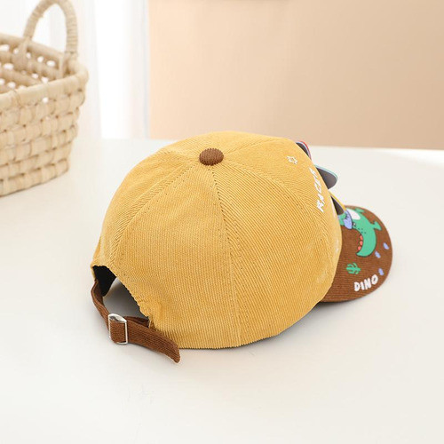 Boné Bebê Infantil Dinossauro Aveludado Amarelo 1
