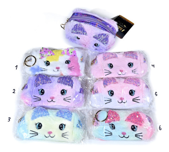 Monedero Peludito De Gato Con Cierre N6 - Goldin Papelería 0