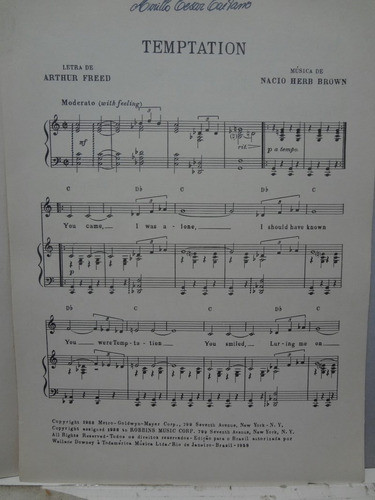 Partitura - Temptation  Nacio Herb Brown  Arthur Freed 1