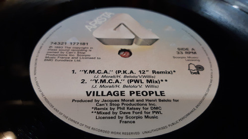 Village People Ymca (new 1993 Remix) Vinilo Maxi Uk 1993 Hit 1