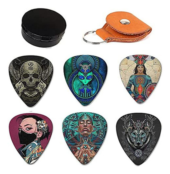 Púas De Guitarra Moscare, 12 Púas De Guitarra Con Caja De Y 0